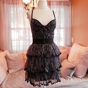 Rachael & Chloe Strappy Ruffled Zebra Print Dress